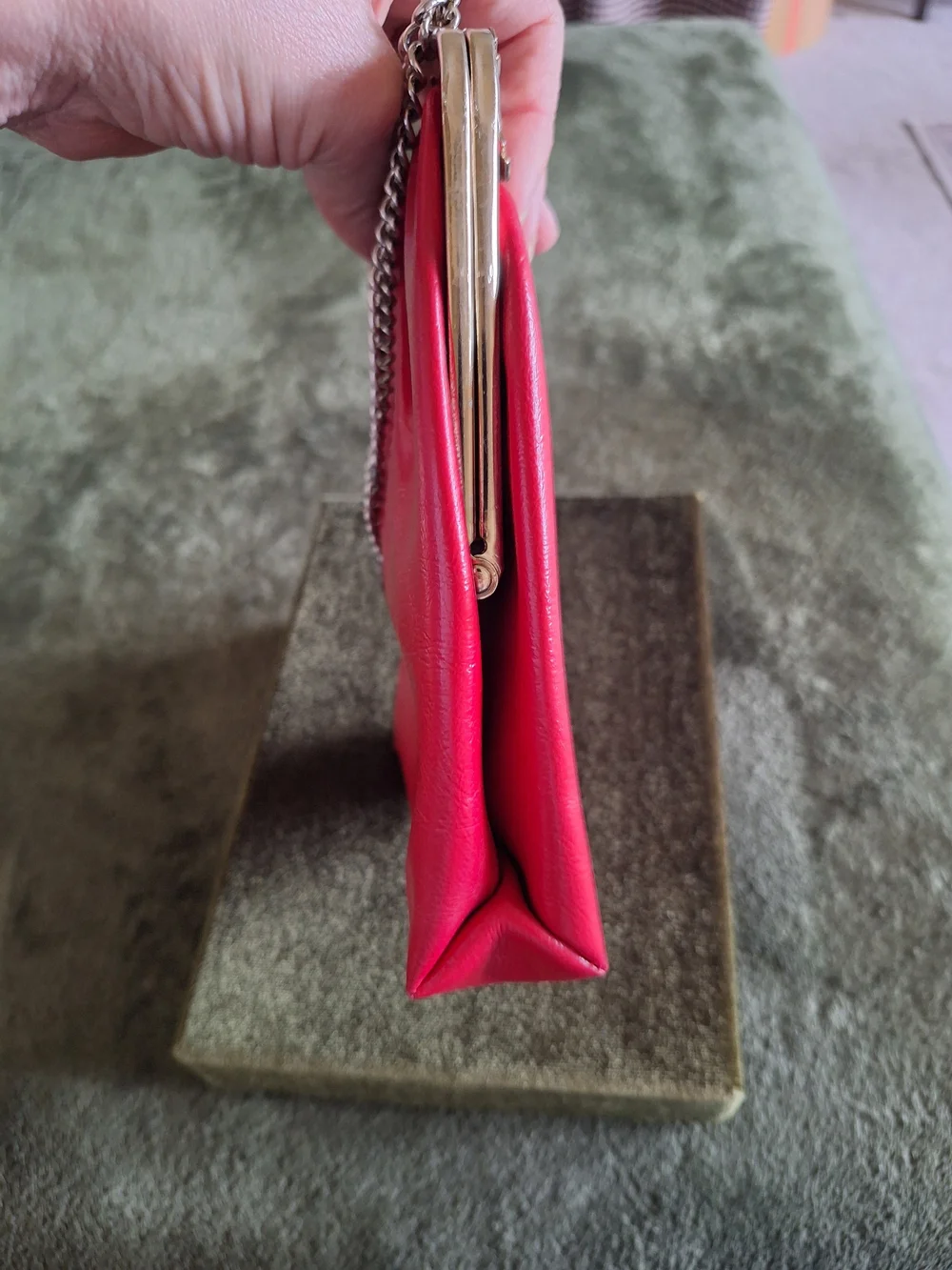 Red Vintage Evening Bag with Goldtone Frame
